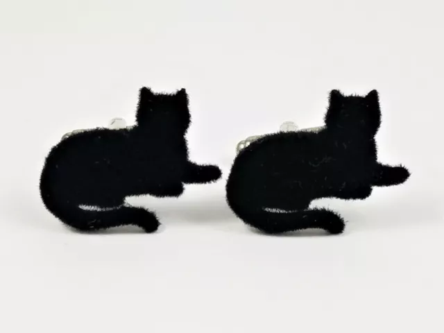 Fuzzy Black Cat Cufflinks--Wildlife Nature Animal Kitty Kitties Kitten Cute Pet