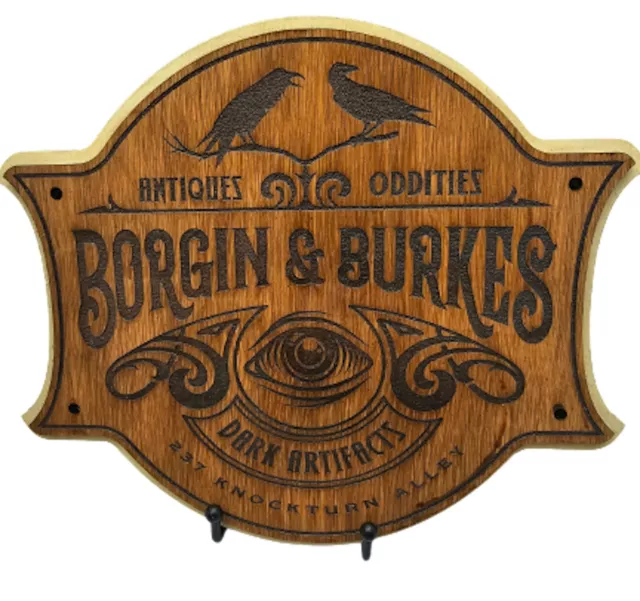 Borgin & Burke Wandplakette aus Holz - Harry Potter - Laserschnitt - 3D-Schild