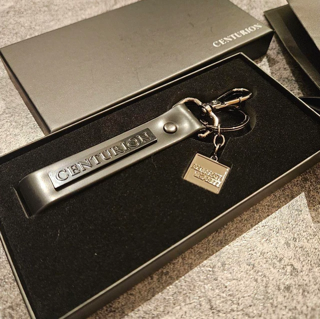 AMEX CENTURION ブラックラバーキーホルダー ボックス付き AMERICAN EXPRESS CENTURION card holders limited Keyring
