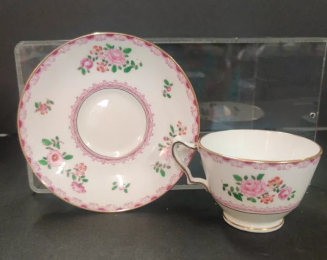 Vintage CROWN STAFFORDSHIRE China Cup + Saucer Pink A5782 Bone China