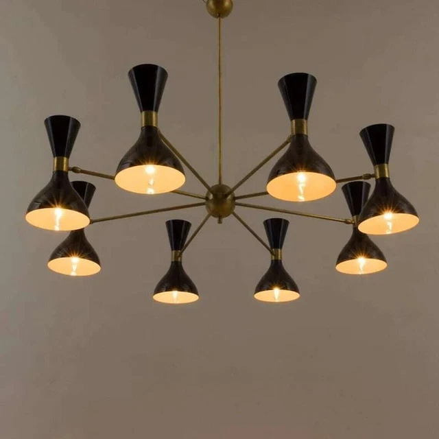 Diabolo Italian Chandelier Style Stilnovo Mid Century 8 Arms Sputnik Ceiling Lig