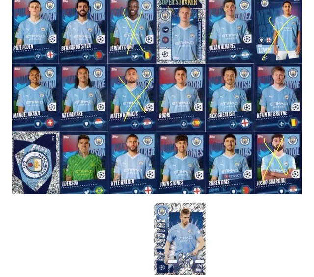 TOPPS UEFA CHAMPIONS League 2023/2024 Sticker Manchester City Sticker