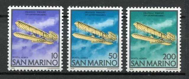 30001) SAN MARINO 1978 MNH** Nuovi**  Wright - Aircrafts 3v