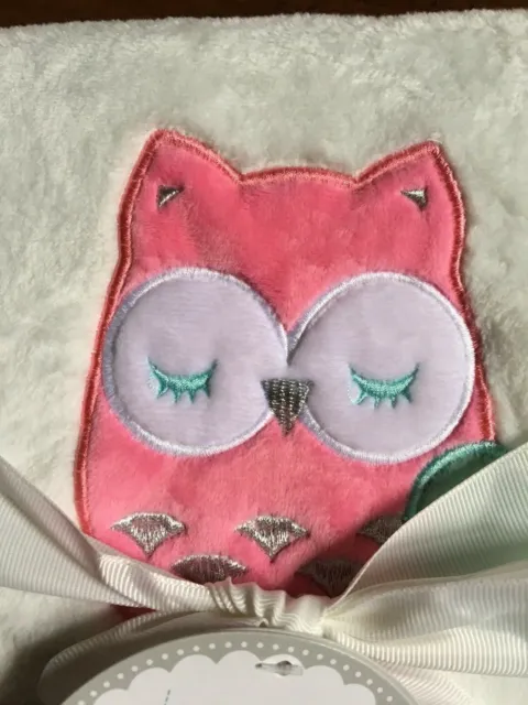 Babe Luxe Soft White Baby Blanket Owl Whoo Will Always Love You 30x40 NEW 2