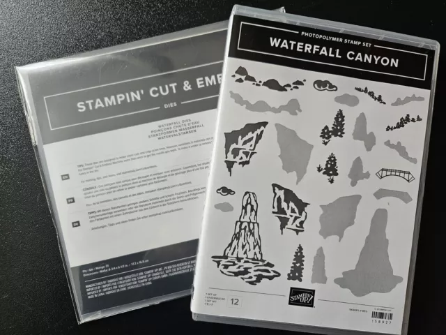 Stampin Up WATERFALL CANYON Bundle Stamps & Cut & Emboss Dies NEW  Retired
