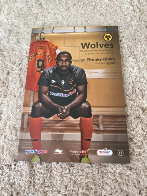 2012 Wolverhampton Wanderers vs Ipswich Town Football Programme