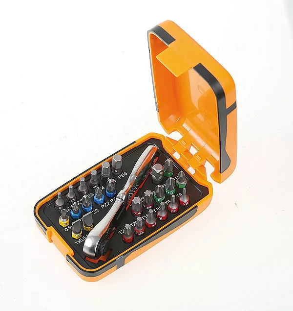 Beta 860/C27 25 Piece Screwdriver Bit Set With Mini Reversible Ratchet