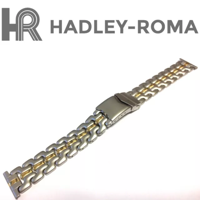 20mm HADLEY-ROMA MB4407T STAINLESS STEEL & GOLD PLATED LINK WATCH BRACELET BAND