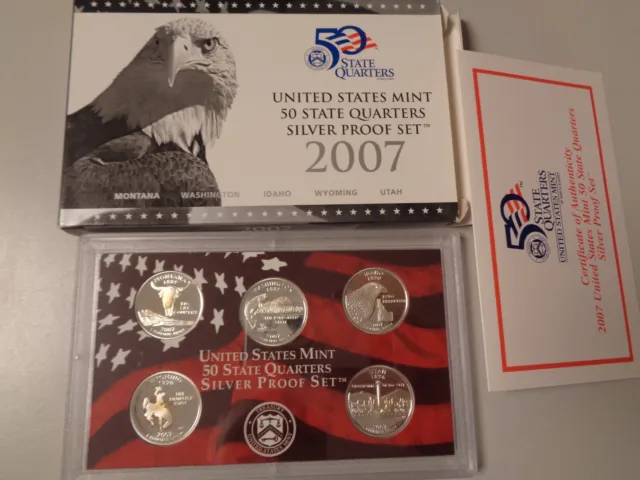 USA 2007 - Silver Proof Set mit allen 6 Quarters in PP komplett - KMS