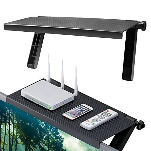 QLOUNI Écran TV Réglable Étagère Écran Rack pour Moniteur Décodeur TV Pliable...