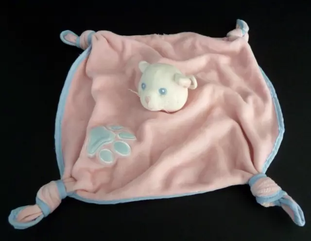 Tt. Doudou Plat Gipsy Chat Rose Bord Bleu Blanc Empreinte  - Excellent Etat