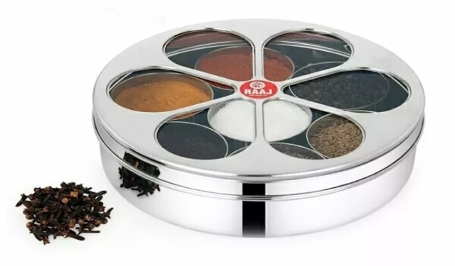 High Quality Stainless Steel Spice Box/Masala Dabba/7Compartment See Through Lid