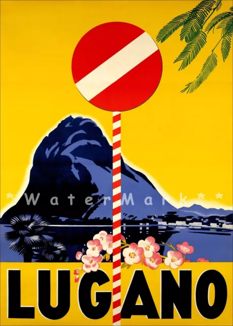 Lugano Switzerland 1932 Vintage Poster Print Retro Style Swiss Travel Decor Art