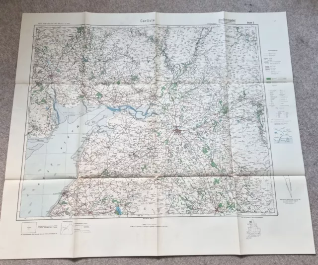 ORIGINAL WW2 GERMAN INVASION / AIRFORCE MAP Of CARLISLE 1938