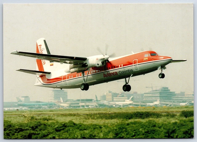 Airplane Postcard Avianca Colombia Airlines Fokker F50 PH-AVH In Flight CI11