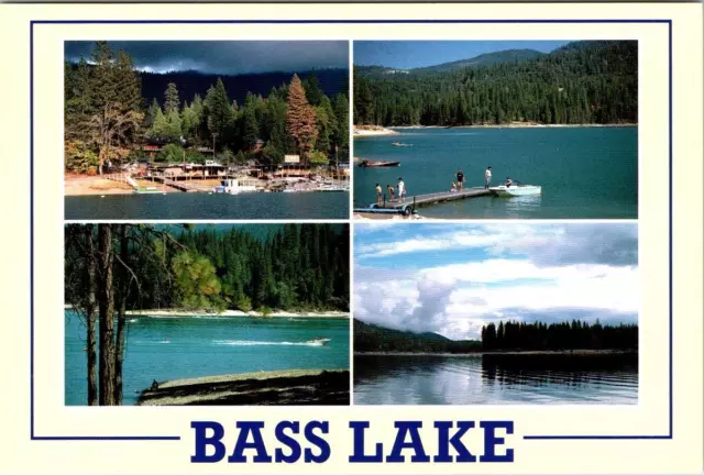 Bass Lake, CA California MARINA~Pines & BOATING~DOCKS Madera County 4X6 Postcard