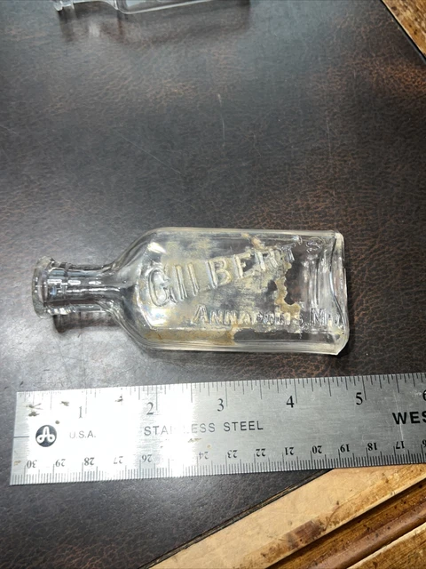 Vintage Early Glass Medicine Pharmacy Btl Gilberts Annapolis Md