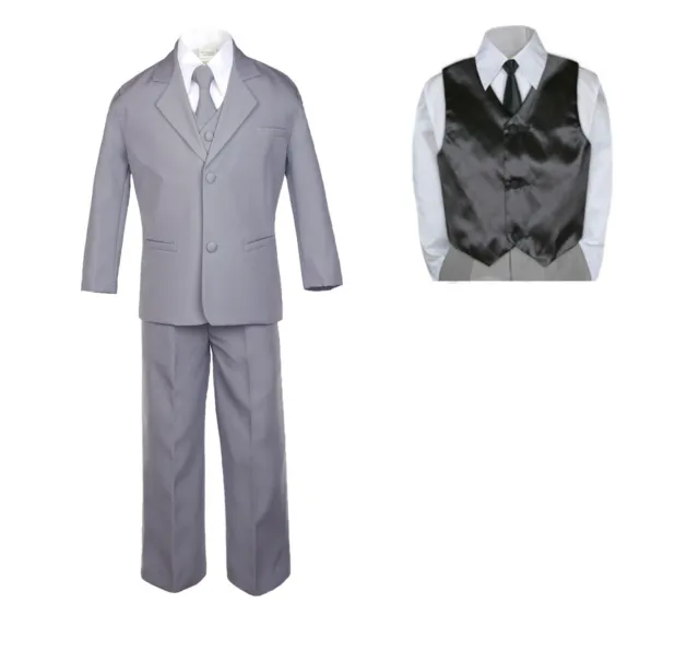 Baby Toddler Boy Teen Formal Medium Gray Suit Tuxedo a Color Vest & Tie to Pick