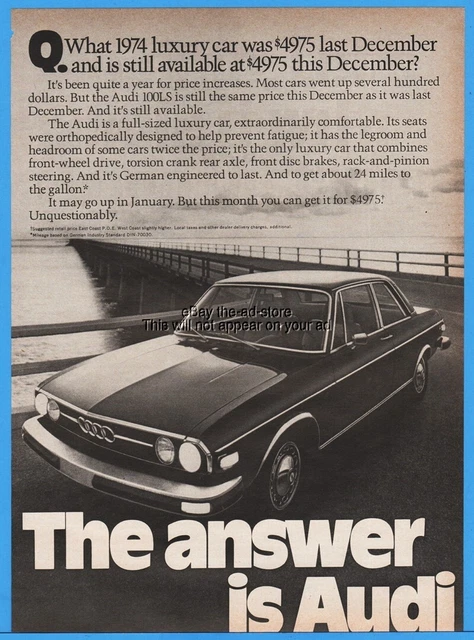 1974 Audi 110LS Sedan Photo Vintage German Luxury Car Print Advertisement Ad