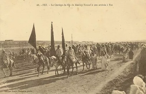 Cpa Maroc Fez Le Cortege Du Fils De Moulay Youssef