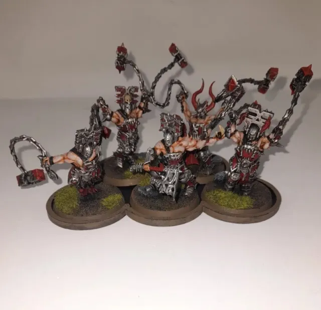 5 x Warhammer Age of Sigmar Blades of Khorne Wrathmongers - Based and Painted #1