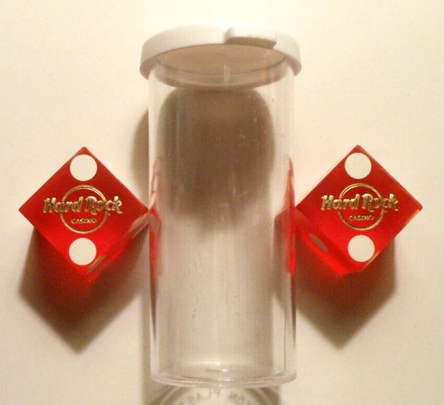 RARE CASINO DICE HARD ROCK LAKE TAHOE, NV. w/ tube frosted red #1713 casino used