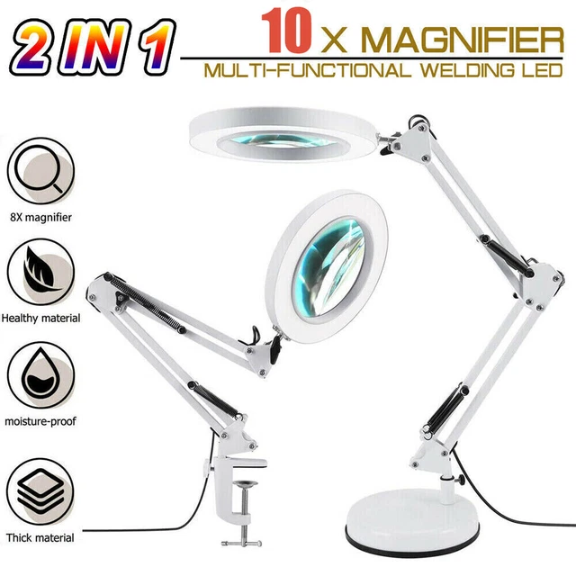 72 LED lente d'ingrandimento 10 diottrie luce da lavoro lampada d'ingrandimento lente d'ingrandimento con clip, base