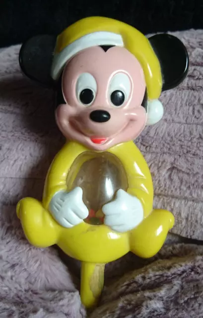 jouet d'éveil vintage DISNEY malaysia1984- hochet mickey sur ventouse manquant