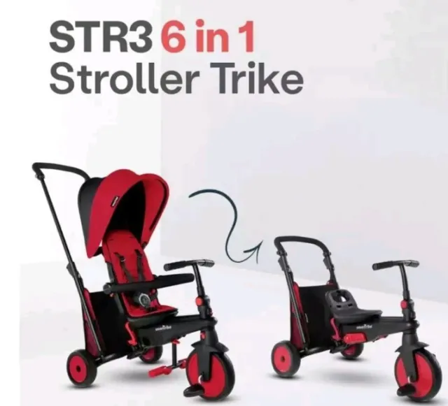 SmarTrike STR3 Plus 6 In 1 Folding Stroller Trike Tricycle - Red Kids bike