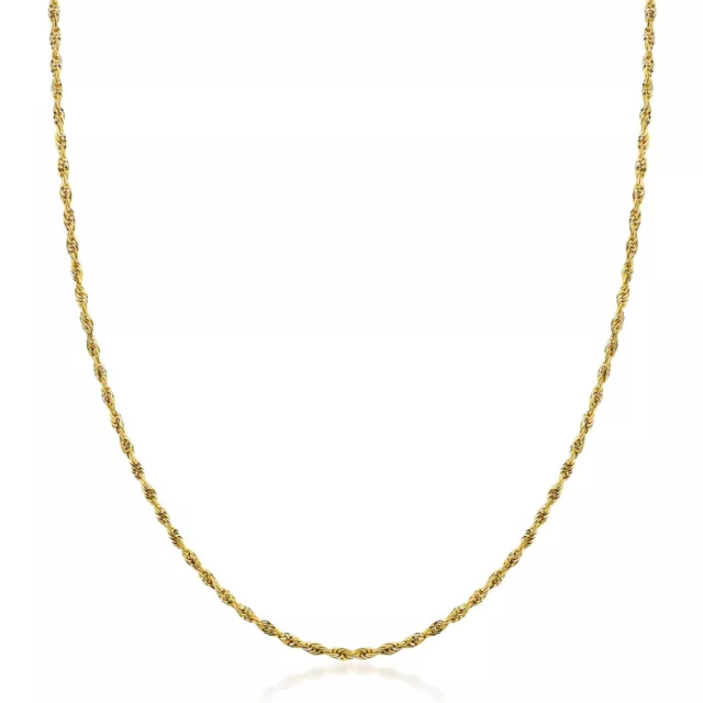 18K Yellow Gold 1.5MM Diamond Cut Rope Chain Necklace Unisex 14-30"Inch