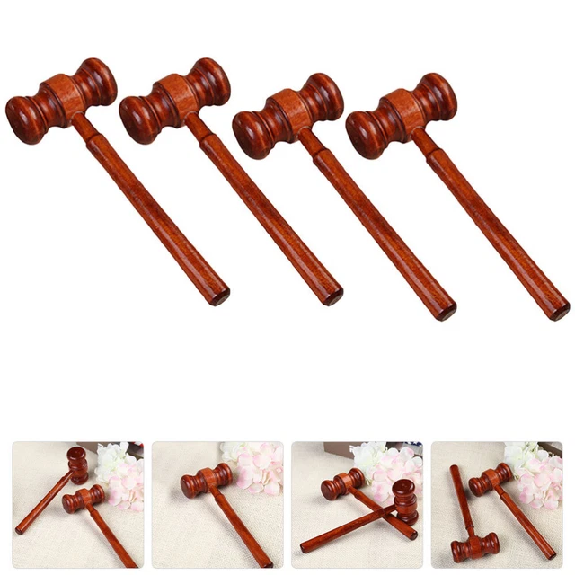 4 piezas Juez de madera mazo corte martillos subasta mazo niños juego de rol martillos juguete
