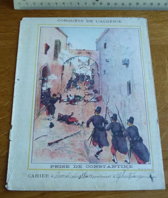 Ancien Protège-cahier Couverture "CONQUETE DE L'ALGERIE - PRISE DE CONSTANTINE"