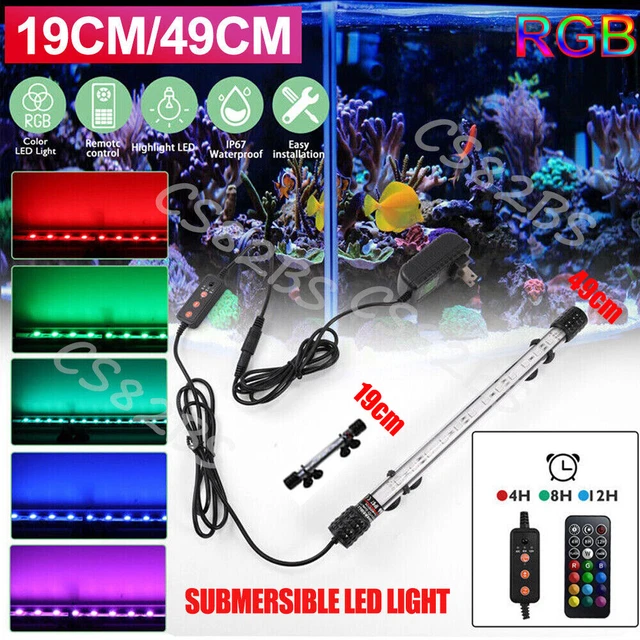 Underwater Aquarium LED Light Fish Tank RGB Submersible Lamp + Remote
