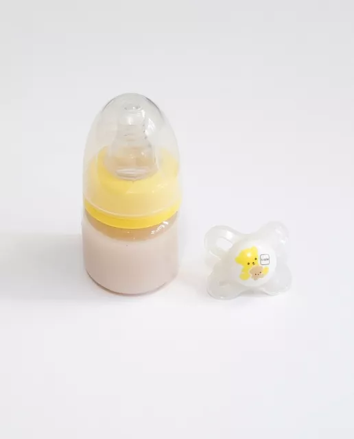 2oz Reborn Baby Formula Bottle w/NO HOLE NIPPLE & Reversible Magnetic Pacifier!