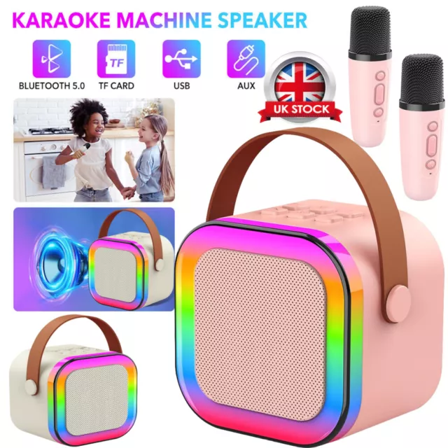 Portable Wireless Bluetooth Speaker Karaoke Machine Home Theater Dual Microphone