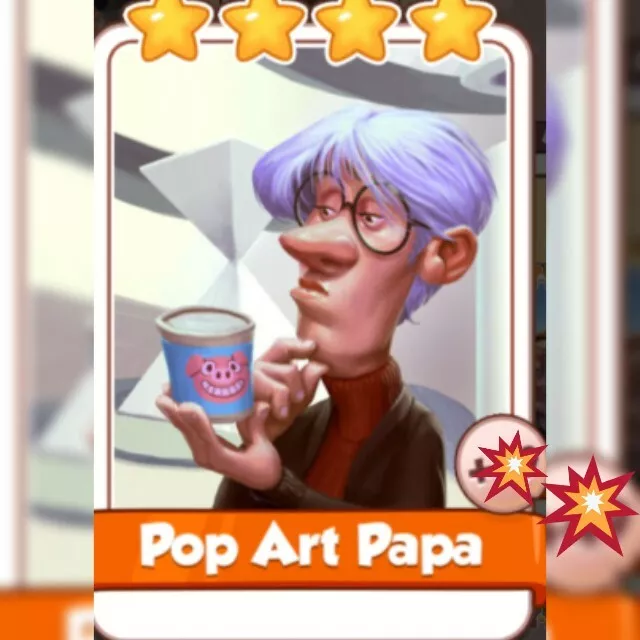 Pop Art Papa *** Coin Master Game Card. Get Card Immediately.