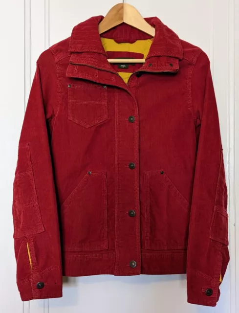 Vintage EDDIE BAUER Red Button Zip Corduroy Jacket Women's Size XS Double Collar