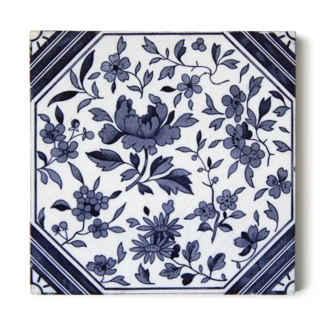 Antique Tile Victorian Aesthetic Japonesque Floral International Tile Delft Blue