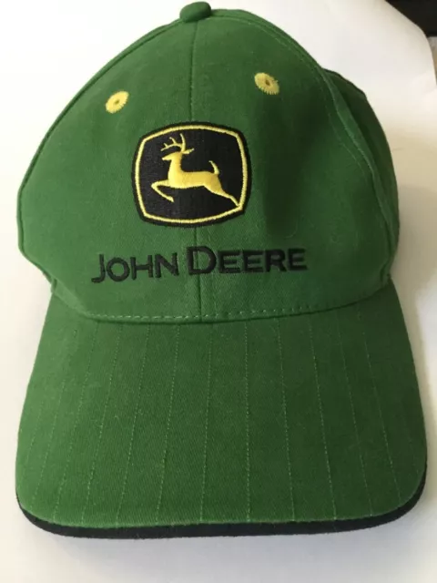 JOHN DEERE Baseball Cap Cary Francis Green Adjustable One Size 100% Cotton Hat