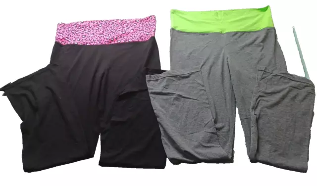 TWO Pair Maternity Pants XL 15/17  Black & Pink, Gray & Green - EPC