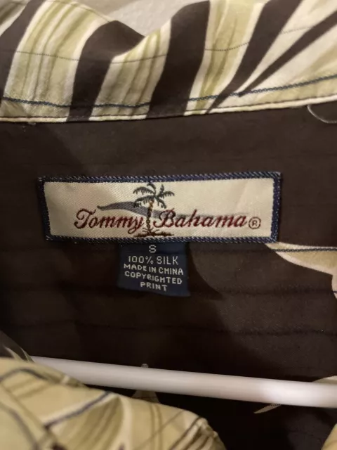 TOMMY BAHAMA HAWAIIAN Shirt Mens SmallYellow Brown Pineapple Button Up ...