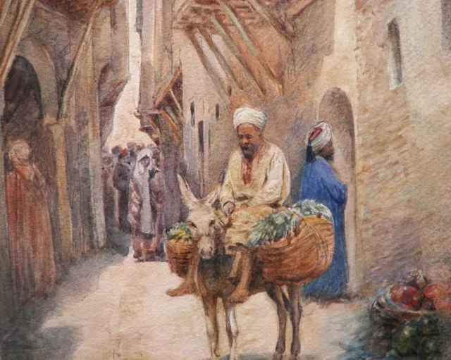 Maria Martinetti (1864-1921) Orientalist Original Painting Arab Donkey Rider 3