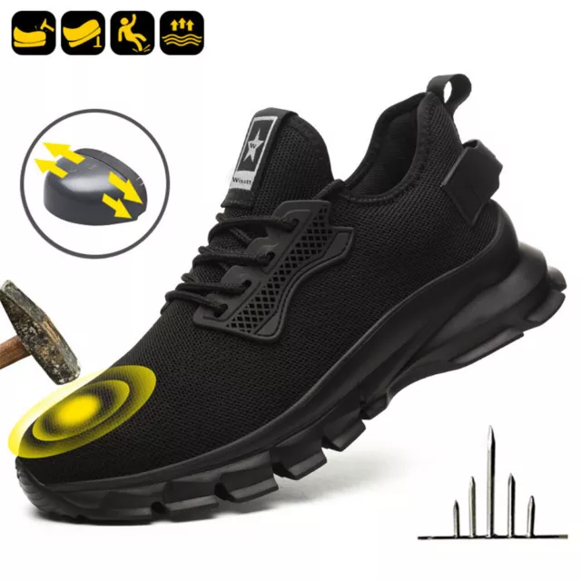 Mens Womens Steel Toe Cap Trainers Hiking Safety Shoes Cushion Work Boots ESD 3