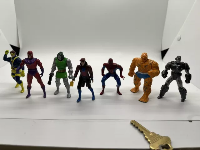 Toy Biz Marvel Heavy Metal Heroes Lot of 7 Die Cast Figures Vintage X-Men Spider
