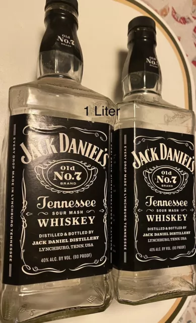 SET TWO(2) Jack Daniels Bottles To Craft Dispensers for Lotion, Soap, Etc..1 Lit