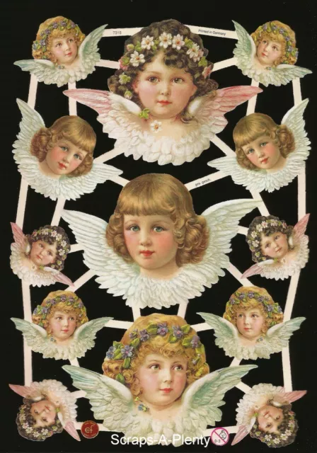 German Embossed Vintage Style Scrap Die Cut- Christmas Easter Angels  EF7315