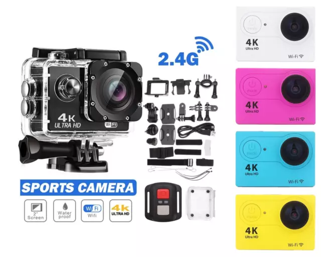 Jadfezy WiFi Caméra Sport Ultra HD 1080P, 12MP Caméra d'action avec 2  écran LCD
