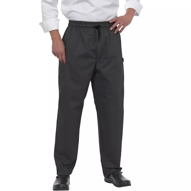 Chefs Hose Unisex Hose Catering Uniform elastische Taille schwarz Größe wählen