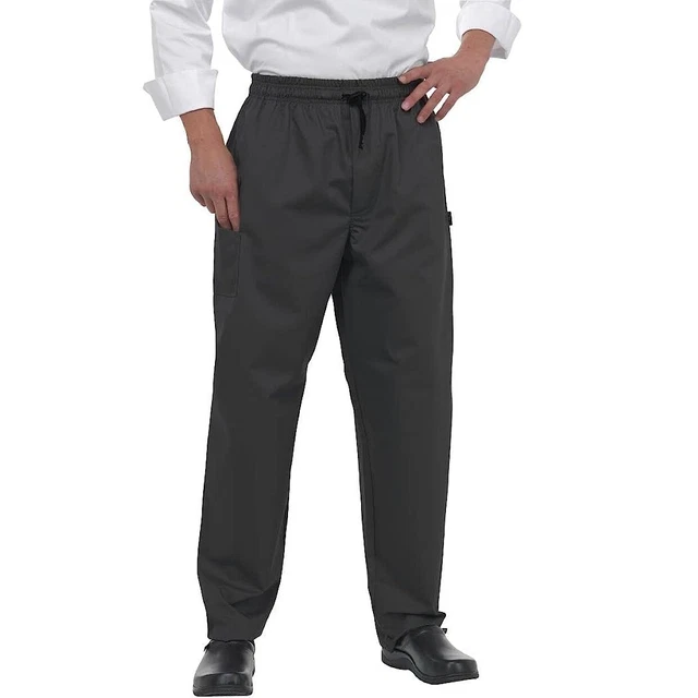 Chefs Hose Unisex Hose Catering Uniform elastische Taille schwarz Größe wählen