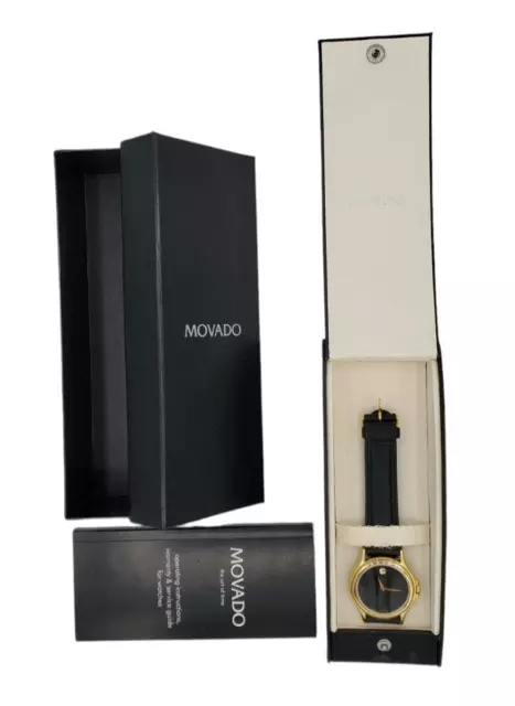 MOVADO Museum Quartz Black Dial Men's Watch Item #0690301 With Original Box etc.